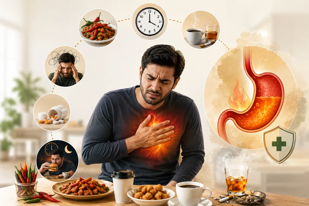 Symptoms of acidity and gastritis